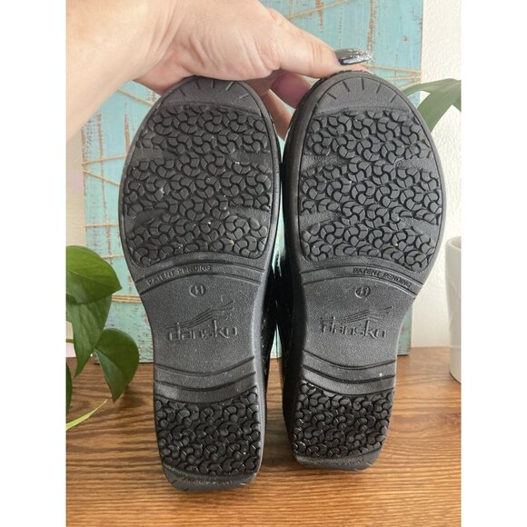 Dansko PRO XP 2.0 Black & Pewter Patent Leather Clogs Women Sz US 10.5-11 EU 41 - Picture 7 of 8